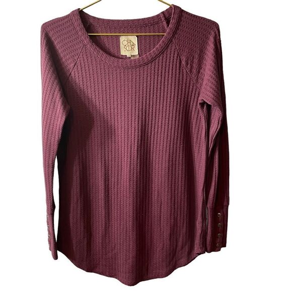 Chaser Henley Thermal Long Sleeve Button Sleeve Top Size Small - Picture 1 of 10